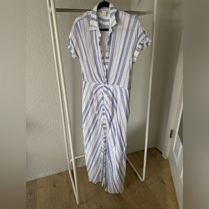 Classic blue and white stripped Club Monaco dress with front slit